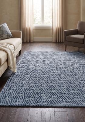 Saffron Rugs Hand Tufted blue  Contemporary Rectangular Wool Area Rug