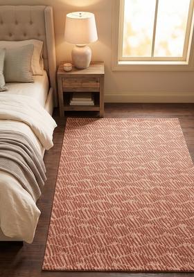 Saffron Rugs Hand Tufted Terracotta Pink  Contemporary Rectangular Wool Area Rug