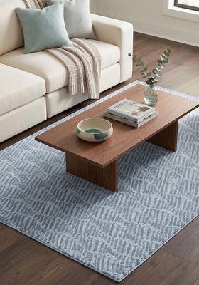 Saffron Rugs Hand Tufted Slate Blue Grey  Contemporary Rectangular Wool Area Rug