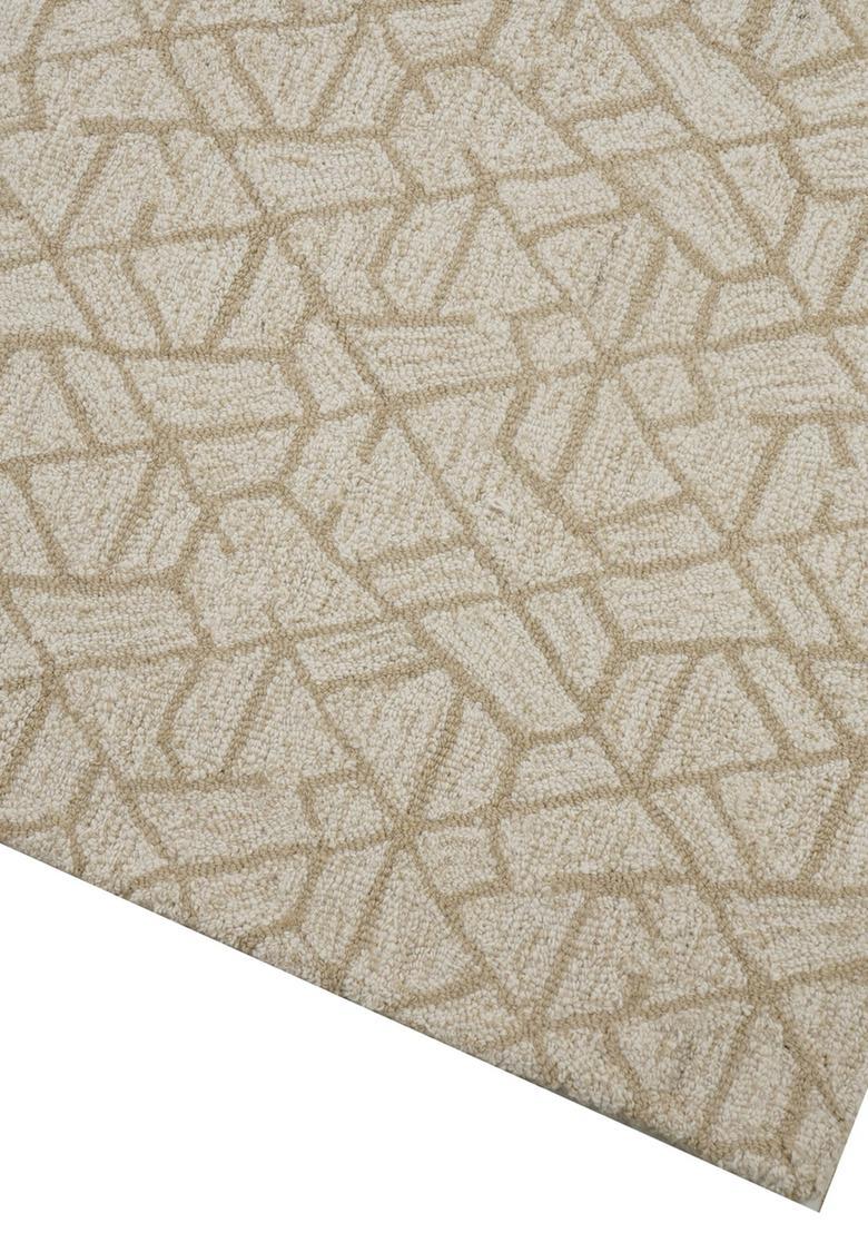 Saffron Rugs Hand Tufted Beige  Contemporary Rectangular Wool Area Rug - Indya