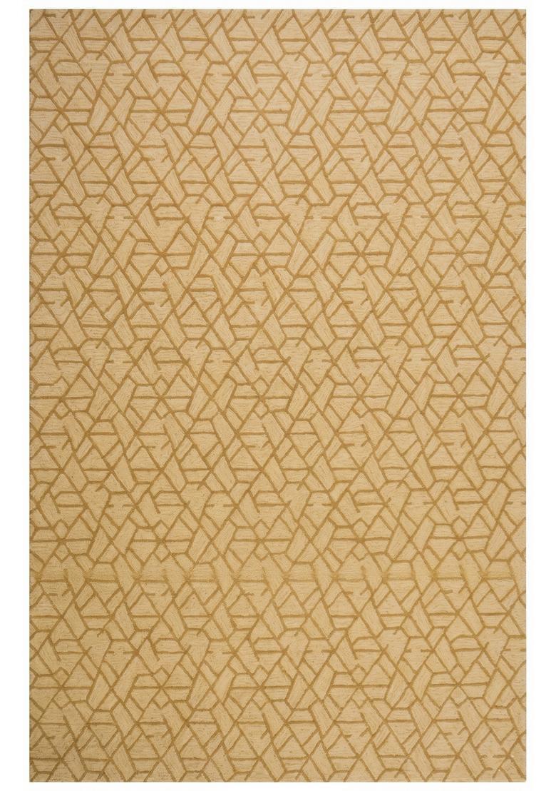 Saffron Rugs Hand Tufted Gold  Contemporary Rectangular Wool Area Rug - Indya