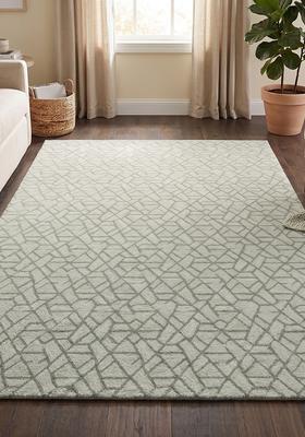 Saffron Rugs Hand Tufted Sage Green  Contemporary Rectangular Wool Area Rug