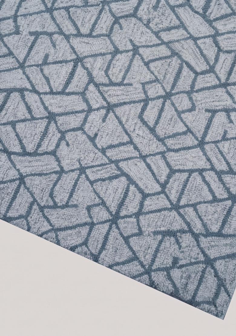 Saffron Rugs Hand Tufted Light Blue Grey  Contemporary Rectangular Wool Area Rug - Indya