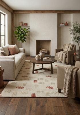 Saffron Rugs Hand Tufted Ivory  Contemporary Rectangular Wool Area Rug
