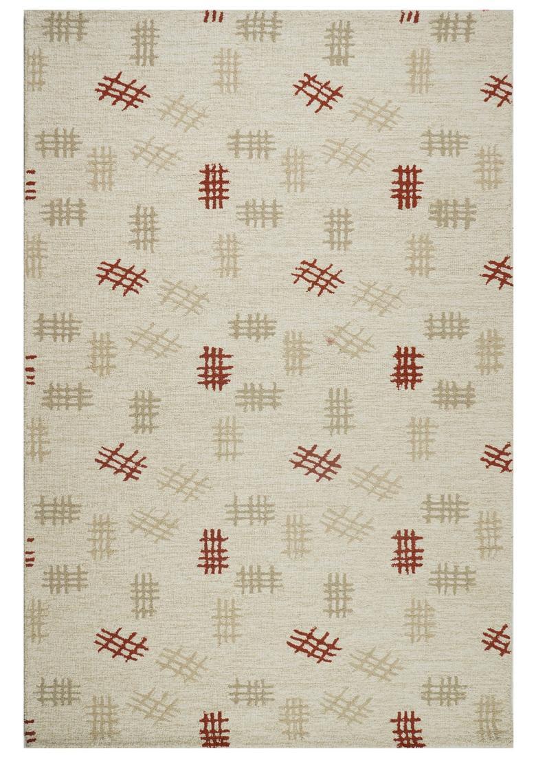 Saffron Rugs Hand Tufted Ivory  Contemporary Rectangular Wool Area Rug - Indya