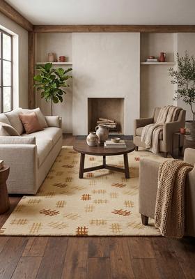 Saffron Rugs Hand Tufted Cream Beige  Contemporary Rectangular Wool Area Rug