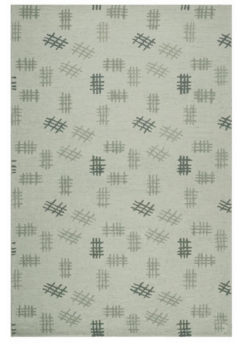 Saffron Rugs Hand Tufted Sage Green  Contemporary Rectangular Wool Area Rug - Indya