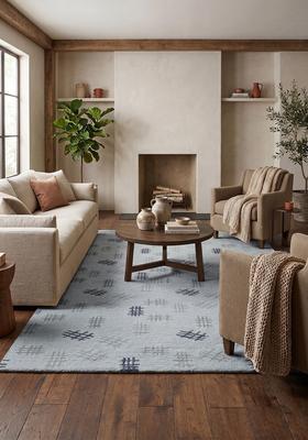 Saffron Rugs Hand Tufted Light Blue  Contemporary Rectangular Wool Area Rug