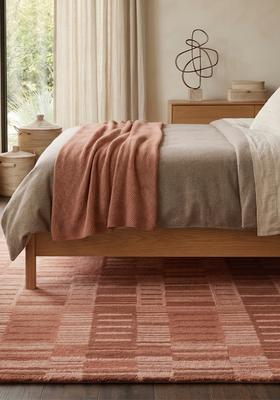 Saffron Rugs Hand Tufted Terracotta  Contemporary Rectangular Wool Area Rug