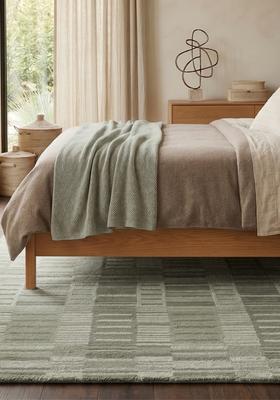 Saffron Rugs Hand Tufted Sage Green  Contemporary Rectangular Wool Area Rug