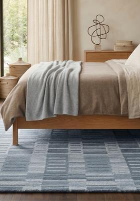 Saffron Rugs Hand Tufted Slate Blue  Contemporary Rectangular Wool Area Rug