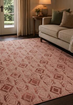 Saffron Rugs Hand Tufted Dusty Pink Terracotta  Moroccan Rectangular Wool Area Rug