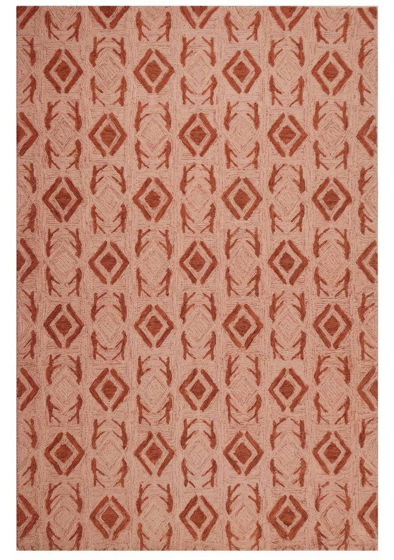 Saffron Rugs Hand Tufted Dusty Pink Terracotta  Moroccan Rectangular Wool Area Rug - Indya