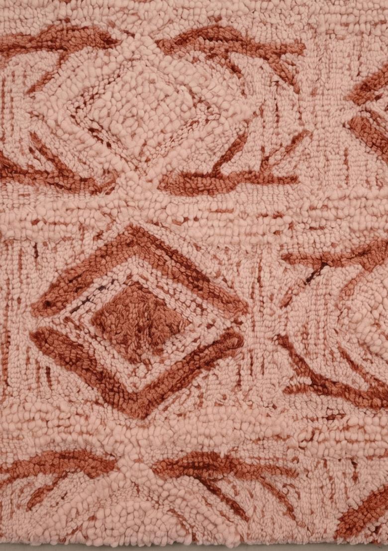 Saffron Rugs Hand Tufted Dusty Pink Terracotta  Moroccan Rectangular Wool Area Rug - Indya