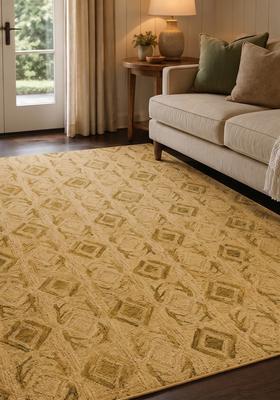 Saffron Rugs Hand Tufted Mustard Gold  Moroccan Rectangular Wool Area Rug