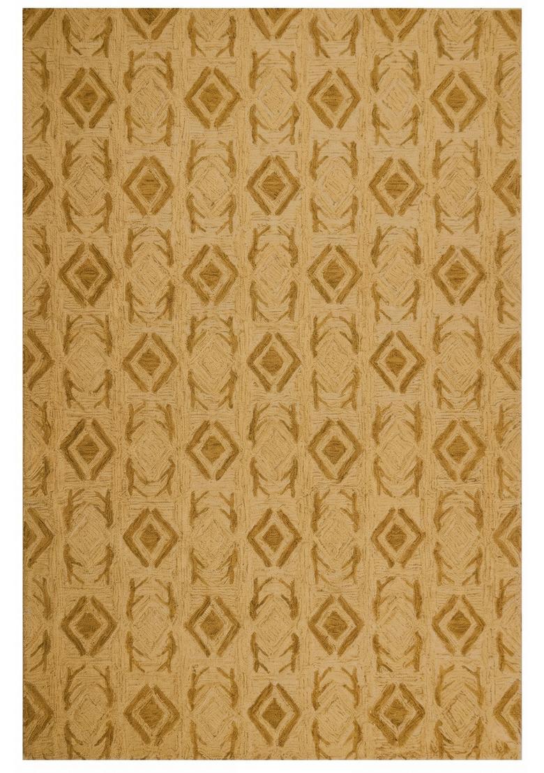 Saffron Rugs Hand Tufted Mustard Gold  Moroccan Rectangular Wool Area Rug - Indya