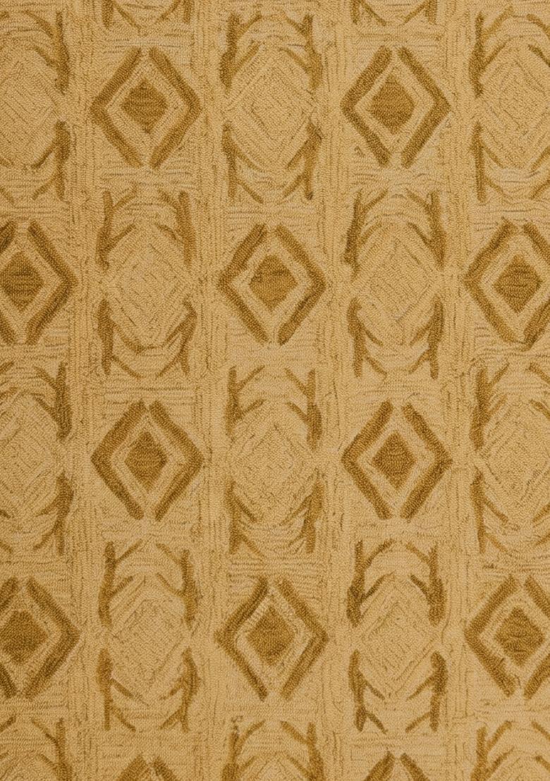 Saffron Rugs Hand Tufted Mustard Gold  Moroccan Rectangular Wool Area Rug - Indya