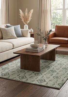 Saffron Rugs Hand Tufted Sage Green  Moroccan Rectangular Wool Area Rug