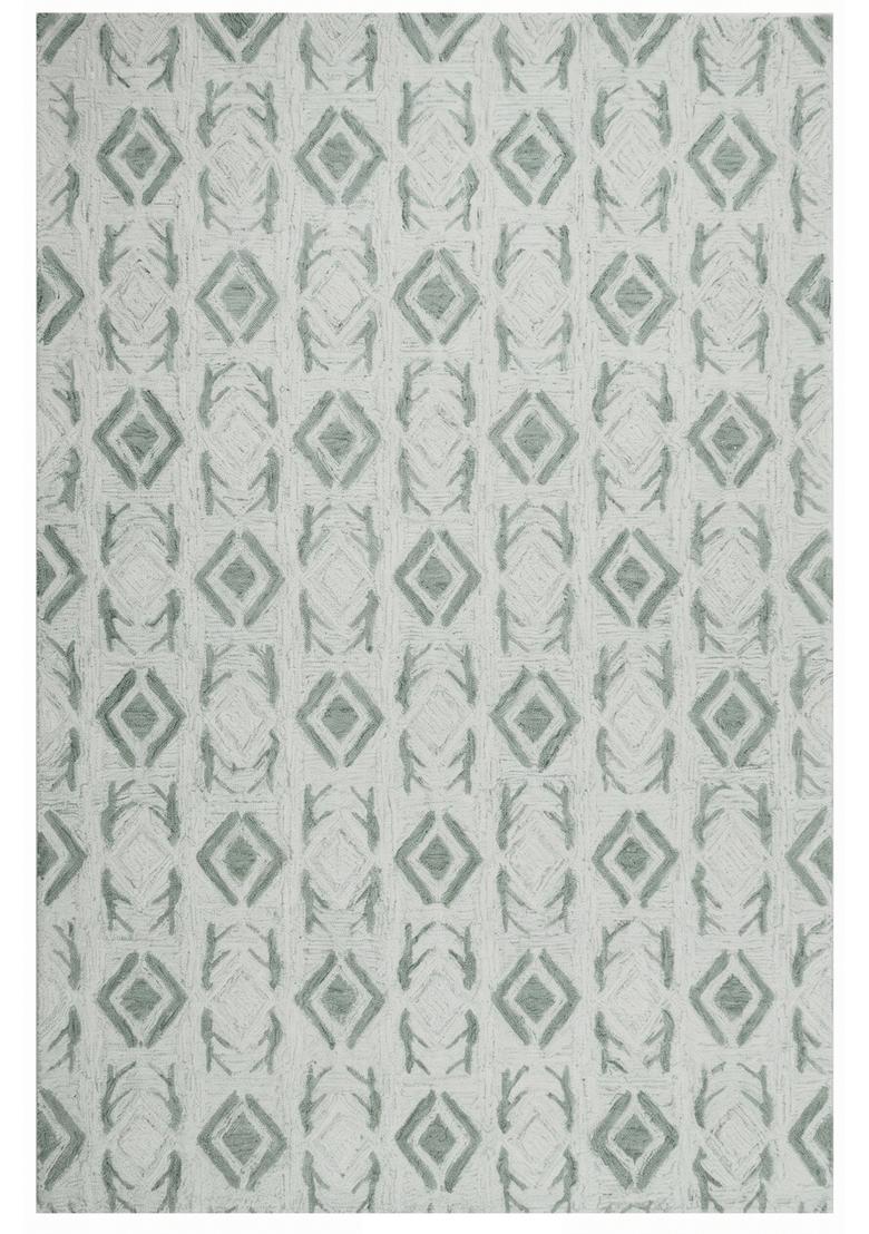Saffron Rugs Hand Tufted Sage Green  Moroccan Rectangular Wool Area Rug - Indya