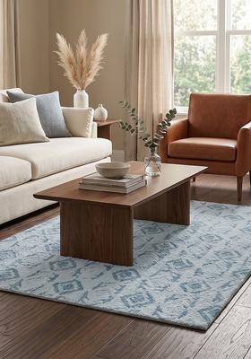 Saffron Rugs Hand Tufted Light Blue  Moroccan Rectangular Wool Area Rug