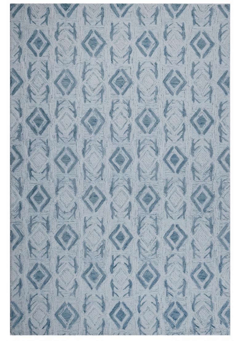 Saffron Rugs Hand Tufted Light Blue  Moroccan Rectangular Wool Area Rug - Indya