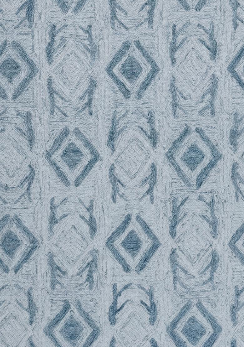 Saffron Rugs Hand Tufted Light Blue  Moroccan Rectangular Wool Area Rug - Indya