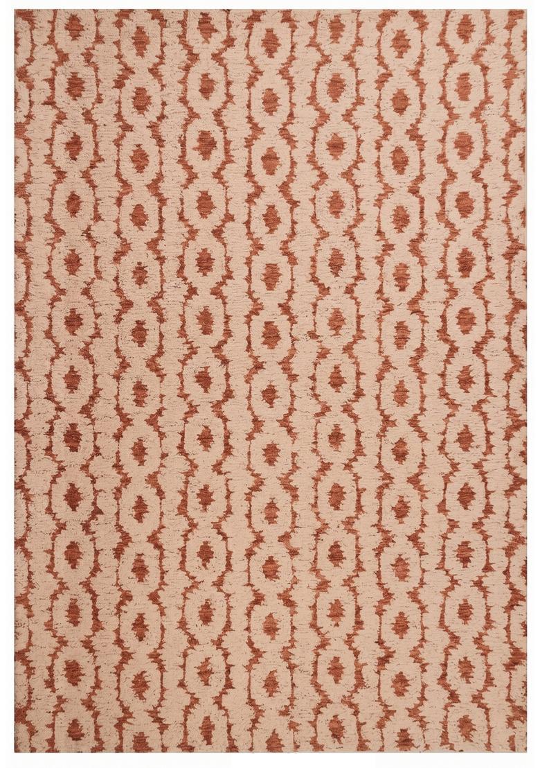 Saffron Rugs Hand Tufted Peach Terracotta  Contemporary Rectangular Wool Area Rug - Indya