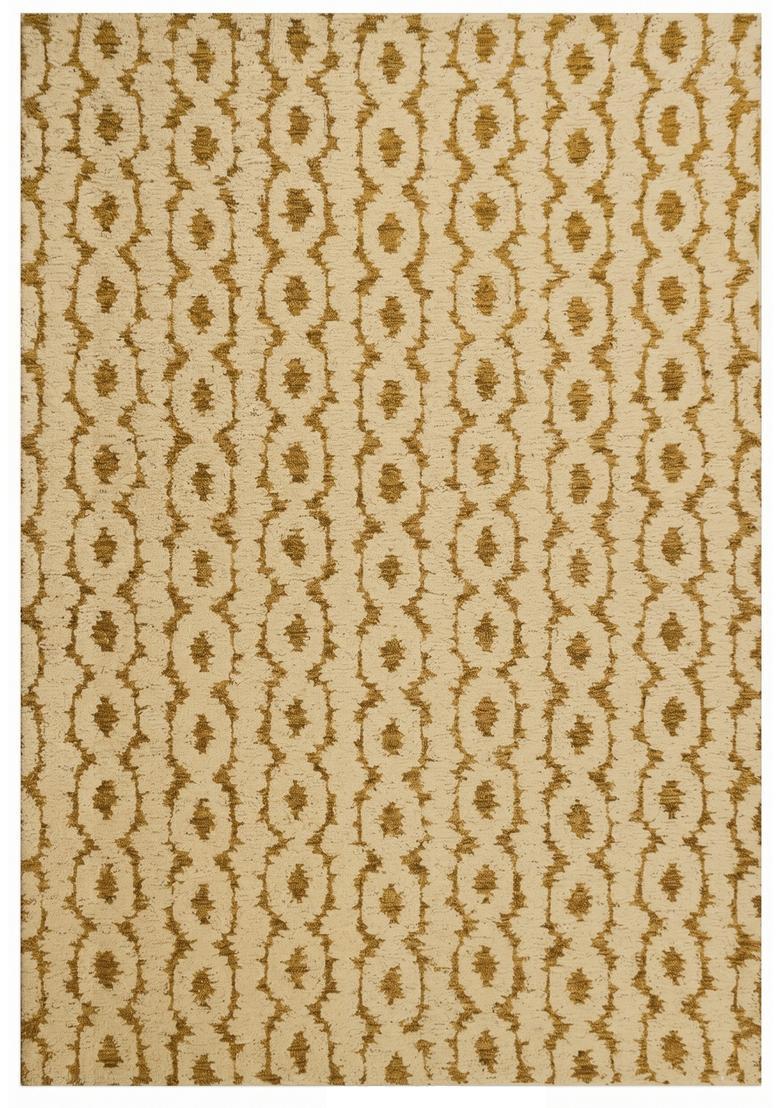 Saffron Rugs Hand Tufted Beige Gold  Contemporary Rectangular Wool Area Rug - Indya