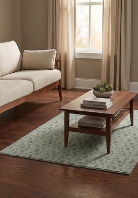 Saffron Rugs Hand Tufted Sage Green  Contemporary Rectangular Wool Area Rug