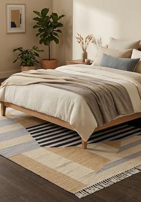 Saffron Rugs Flat Woven Beige  Bohemian Rectangular Wool Area Rug