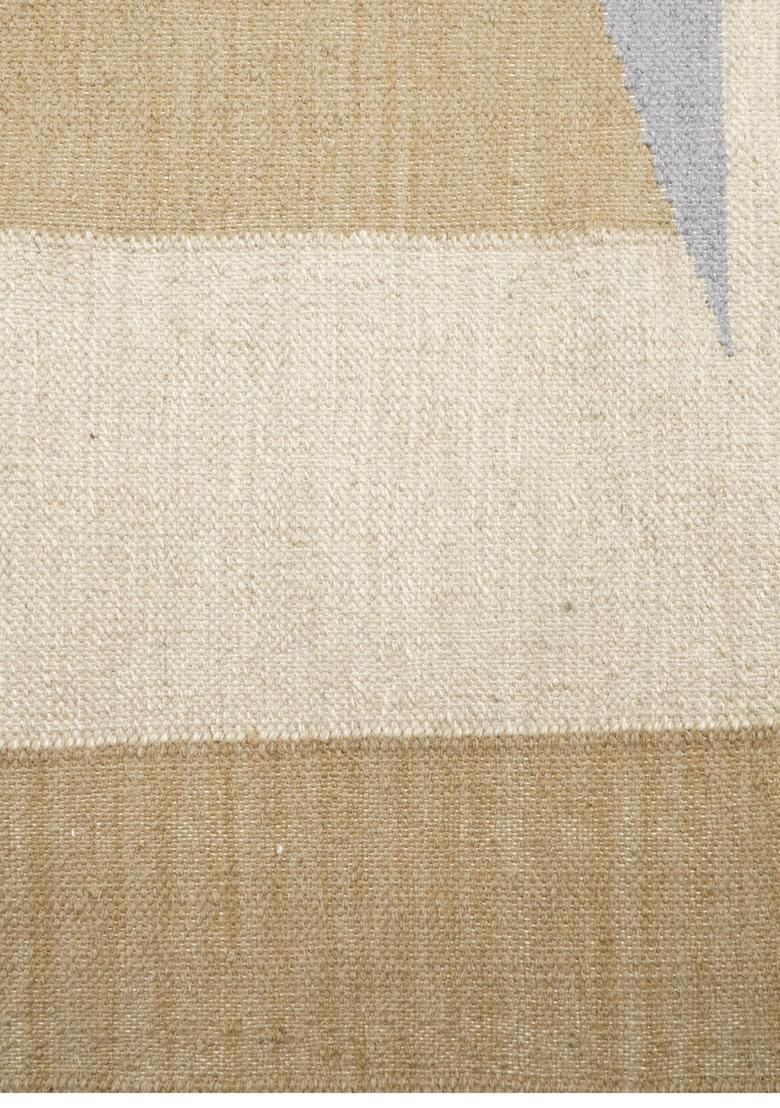 Saffron Rugs Flat Woven Beige  Bohemian Rectangular Wool Area Rug - Indya