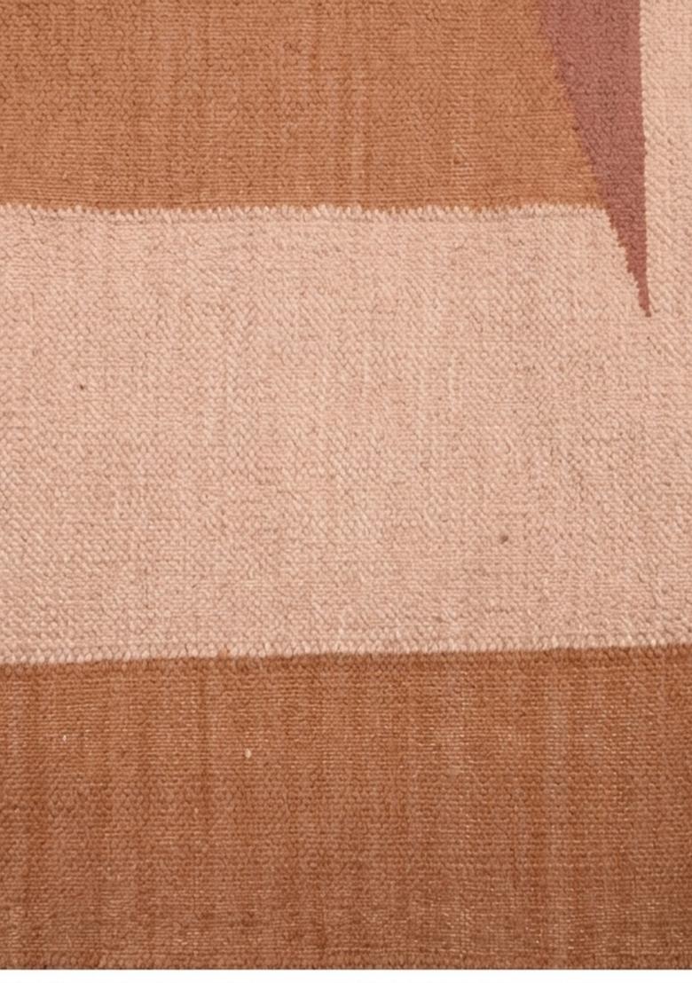 Saffron Rugs Flat Woven Terracotta Peach  Bohemian Rectangular Wool Area Rug - Indya