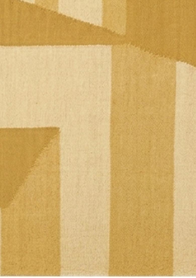 Saffron Rugs Flat Woven Mustard Yellow  Bohemian Rectangular Wool Area Rug - Indya