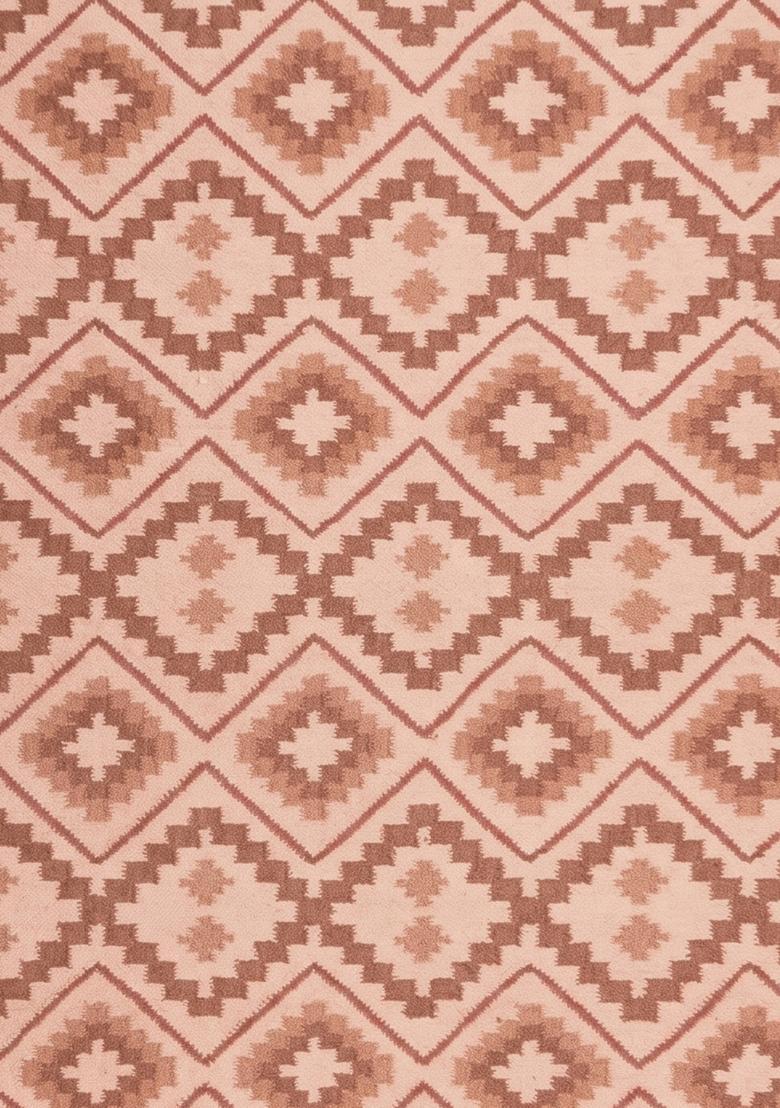 Saffron Rugs Flat Woven Dusty Pink  Bohemian Rectangular Wool Area Rug - Indya