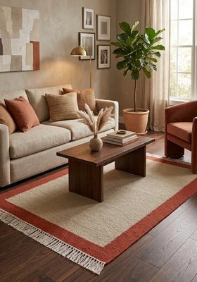 Saffron Rugs Flat Woven Beige  Casual Rectangular Wool Area Rug