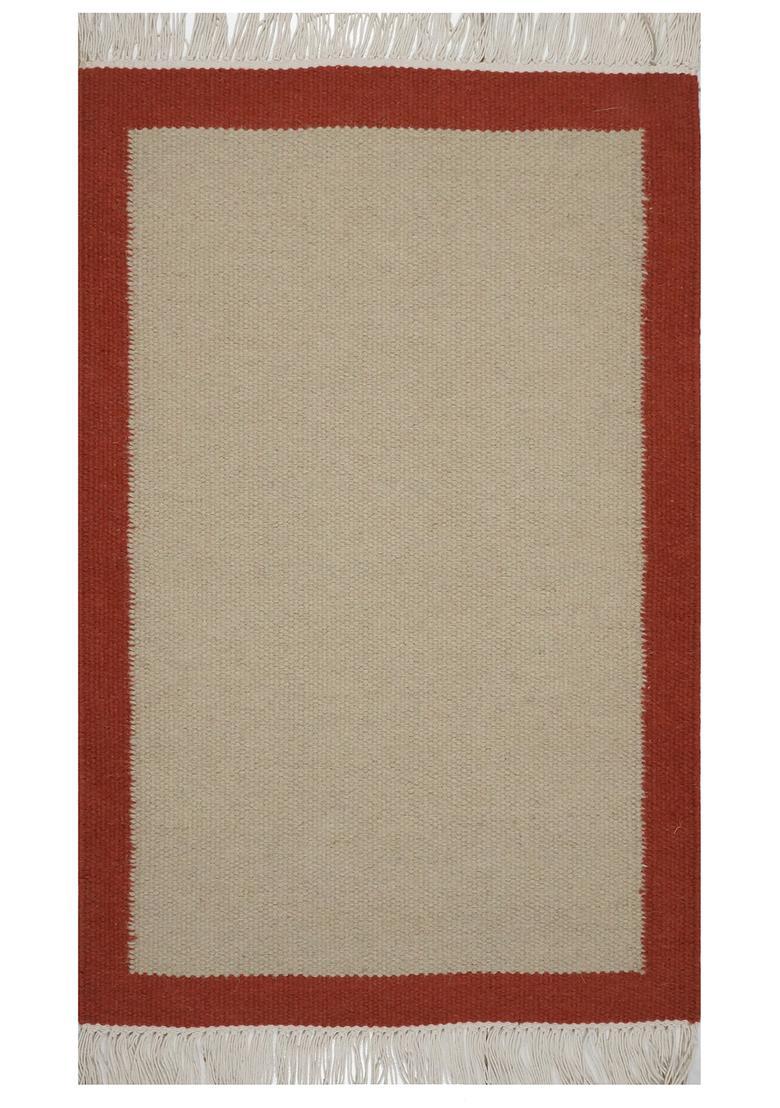 Saffron Rugs Flat Woven Beige  Casual Rectangular Wool Area Rug - Indya