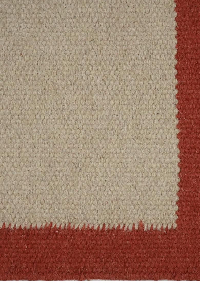 Saffron Rugs Flat Woven Beige  Casual Rectangular Wool Area Rug - Indya
