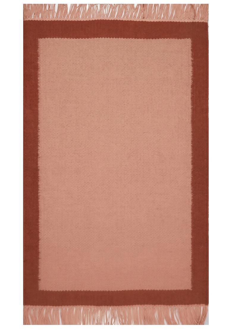Saffron Rugs Flat Woven Pink  Casual Rectangular Wool Area Rug - Indya