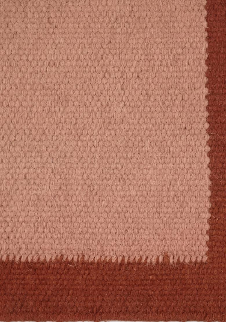 Saffron Rugs Flat Woven Pink  Casual Rectangular Wool Area Rug - Indya
