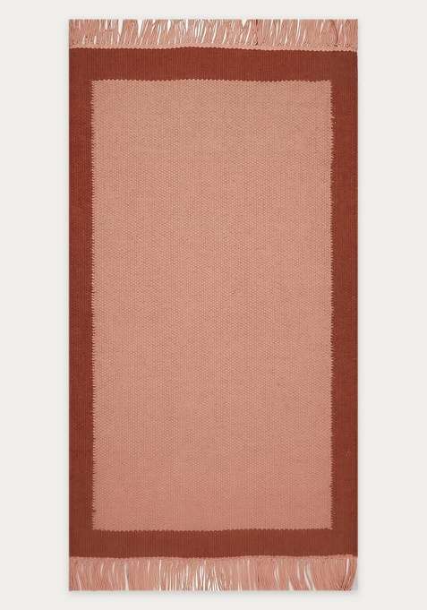 100% Wool Handmade Pink Rug | Casual Kilim Flat Weave Reversible Carpet For Living Room