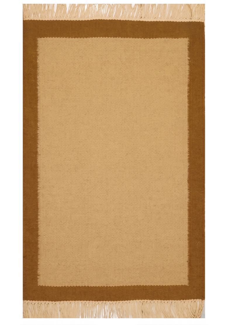 Saffron Rugs Flat Woven Cream  Casual Rectangular Wool Area Rug - Indya