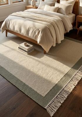 Saffron Rugs Flat Woven Cream Ivory  Casual Rectangular Wool Area Rug
