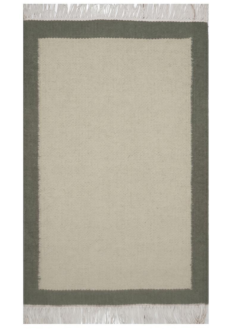 Saffron Rugs Flat Woven Cream Ivory  Casual Rectangular Wool Area Rug - Indya