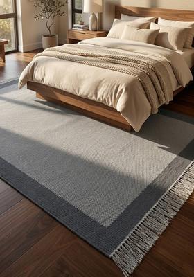 Saffron Rugs Flat Woven Grey  Casual Rectangular Wool Area Rug