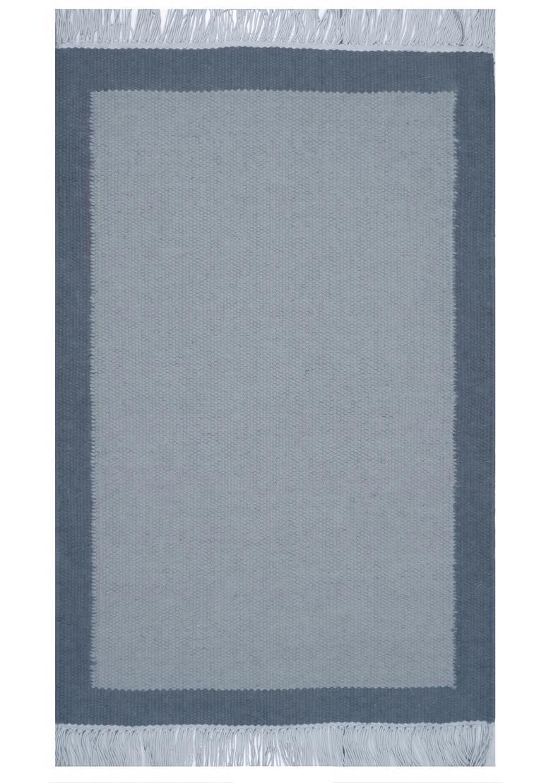 Saffron Rugs Flat Woven Grey  Casual Rectangular Wool Area Rug - Indya