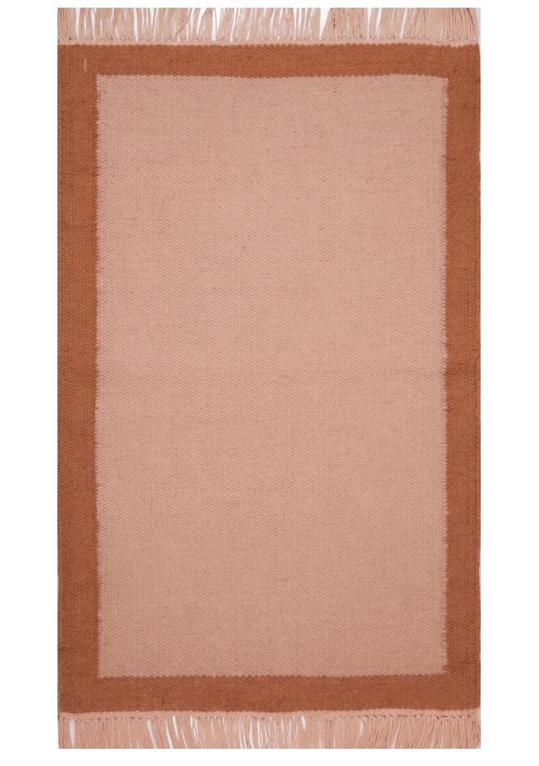 Saffron Rugs Flat Woven Peach Solid Minimalist Rectangular Wool Area Rug - Indya