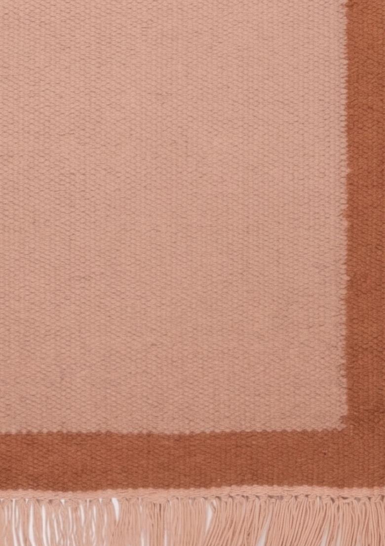Saffron Rugs Flat Woven Peach Solid Minimalist Rectangular Wool Area Rug - Indya