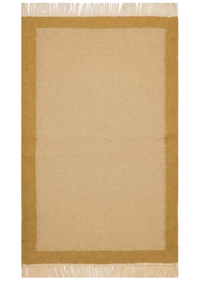 Saffron Rugs Flat Woven Cream Solid Minimalist Rectangular Wool Area Rug - Indya