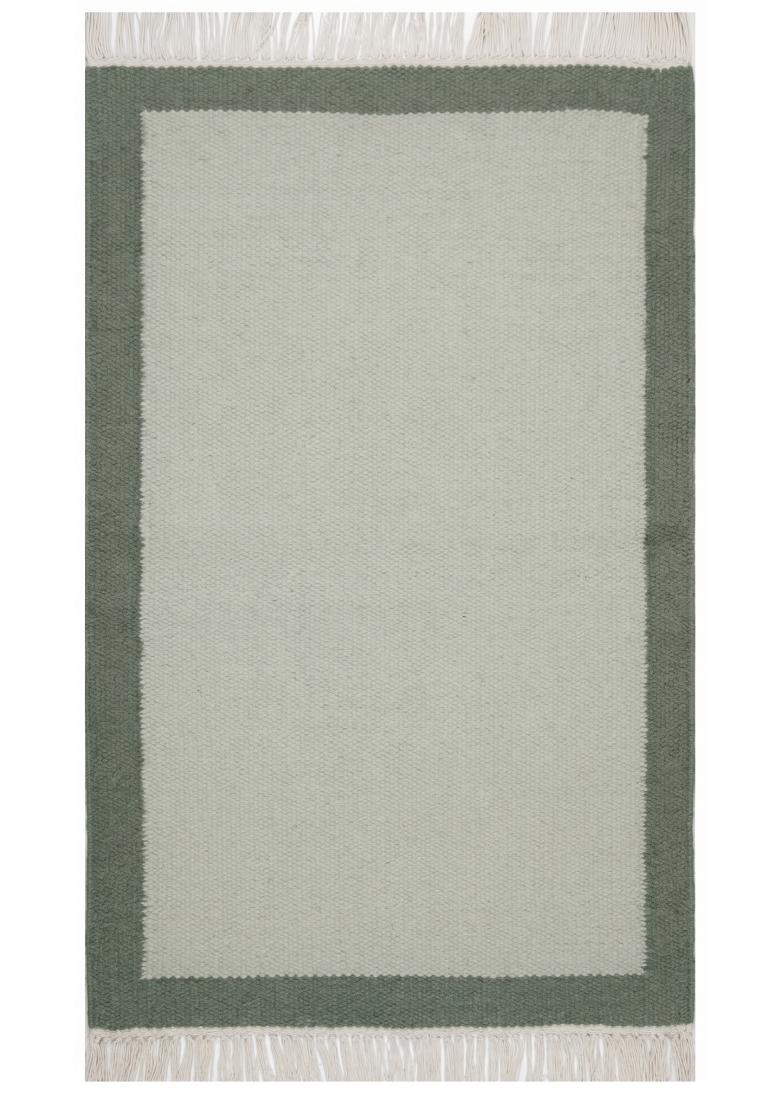 Saffron Rugs Flat Woven Sage Green Solid Minimalist Rectangular Wool Area Rug - Indya