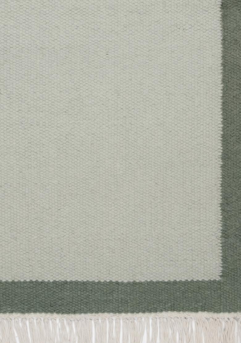 Saffron Rugs Flat Woven Sage Green Solid Minimalist Rectangular Wool Area Rug - Indya